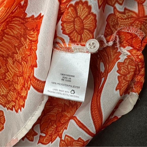 Covington Sleeveless Blouse Burnt Orange Floral Sheer Fall Aesthetic M Petite - Picture 9 of 10